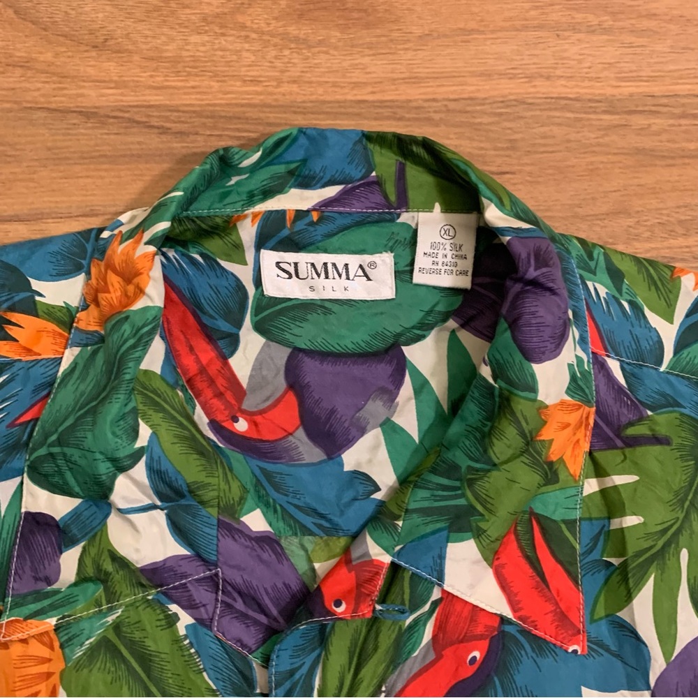 Vintage Summa Silk Floral Print Hawaiian Shirt Mens S… Gem